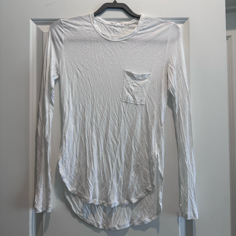 GREY LAB White Long Sleeve Tee with Pocket